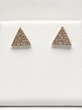 Celebrity Stylist Curated | 14k Gold Triangle Pavé Stud Earrings | Fine Jewelry